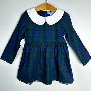 Hill House The Tiny Lottie Girls 3/4Y  Blackwatch Tartan Green Dress NWT